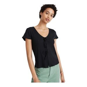 NWOT Madewell Ribbed Bow-Front Tee Sz M AN418
